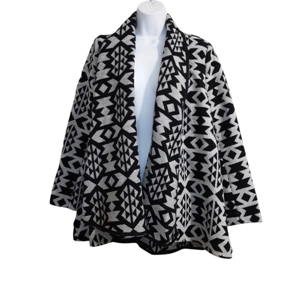 Vintage Forever21 open cardigan women S Aztec wool blanket thick comfy y2k black - Picture 1 of 7